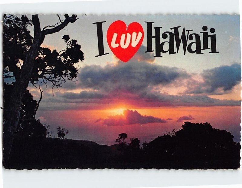 Postcard Breath-Taking Sunset, I Luv Hawaii
