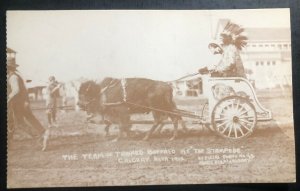 Mint Canada RPPC Postcard Native American Indian Calgary Stampede Team Buffalo 