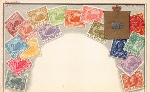 Western Australia Stamps on Embossed Postcard, Unused, Pub. by Ottmar Zieher