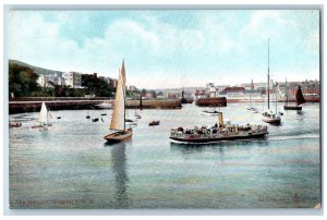Douglas Isle of Man Postcard The Harbor Boat Scene c1910 Antique Unposted