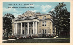 G96/ Columbus Mississippi Postcard c1915 Music Hall State College Women1