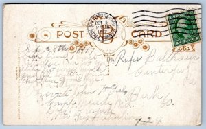 1917 WWI THIS is WHAT WILL HAPPEN in CAMP MEADE MD ROMANTIC PENNANT POSTCARD