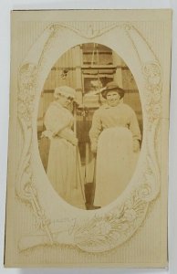 Two Lovely Older Women Housemaid Aprons Mary & Sarah rppc Postcard R2