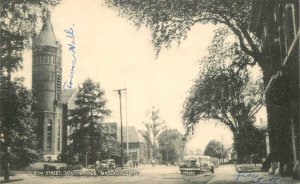 Postcard Massachusetts Southbridge Elm Street autos American Art 23-3056