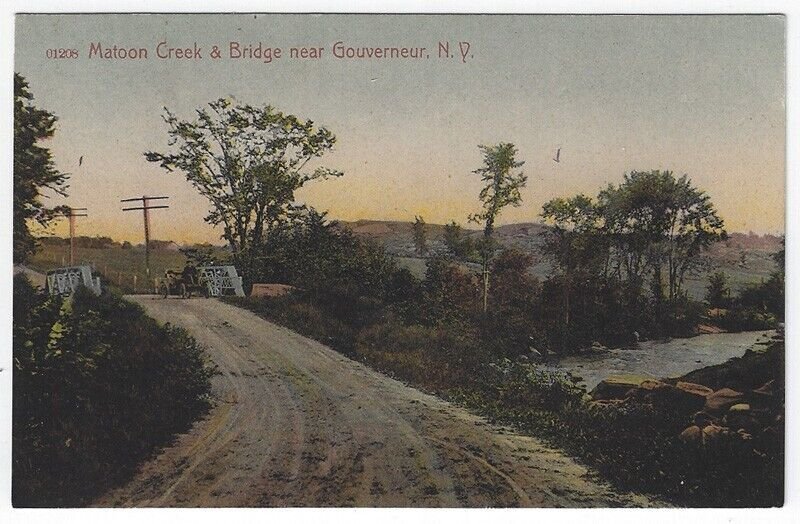 Gouverneur, New York, Vintage Postcard View of Matoon Creek and Bridge United States New