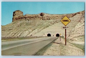 1960 Rock Springs Wyoming WY Postcard Castle Rock Over Twin Tunnels Unposted