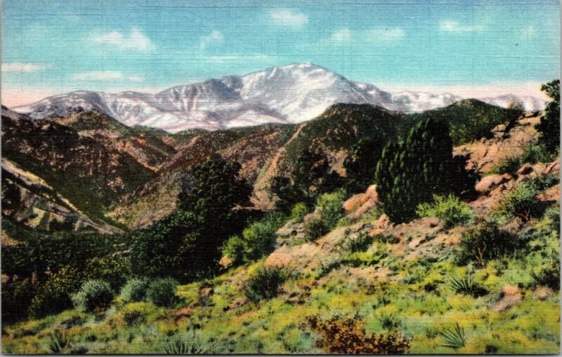 Pikes Peak Region Colorado CO Postcard CT Art Colortone Postcard UNP Vintage