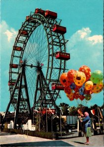 Vienna, Austria  GIANT FERRIS WHEEL Prater Amusement Park BALLOONS  4X6 Postcard