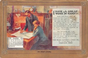 HOME SAVINGS & LOAN CO NORWALK OHIO GREAT WORK IN HAND ADVERTISING POSTCARD 1911