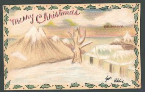 Ca 1946 Okinawa Japan U S Occupied Territory Hand Drawn Xmas Card