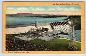 Douglas Dam Eastern Tennessee Postcard Linen Unposted Sevierville Curt Teich