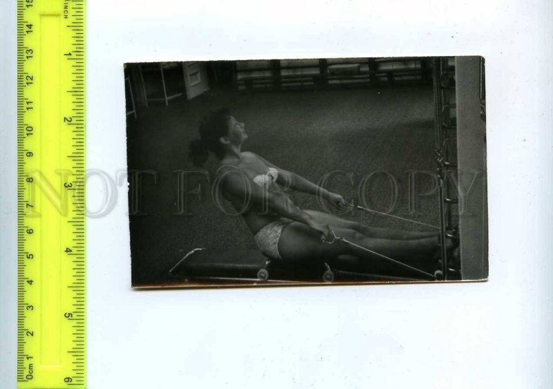 201984 USSR RUSSIA girl sports exercises in lingerie old photo