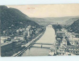 Old Postcard BUILDINGS ALONG THE RIVER Bad Ems In Rheinland Pfalz Germany F5624