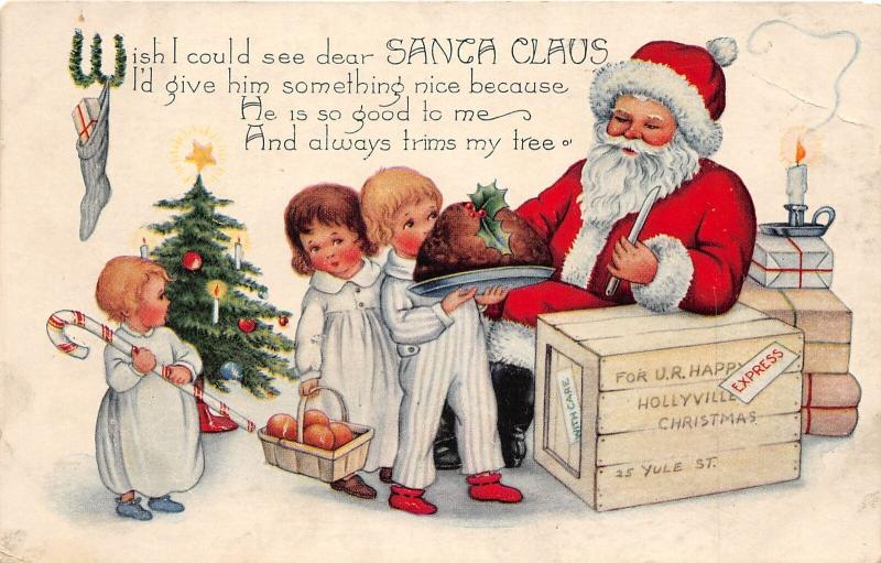 F64/ Santa Claus Merry Christmas Postcard 1924 Cleveland Ohio Child 2