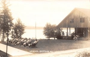 Raymond Maine~Kokatosi Campground Cabin~Maile In Front of Porch Now 1942 RPPC