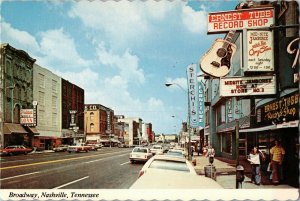 Business on Broadway, Ernest Tubb Records Nashville TN Vintage Postcard C04