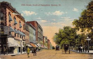 c.'16,  Fifth Street, South of Hampshire, Horse,Buggy, Quincy, IL, Old Post Card