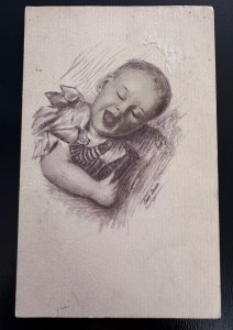 Cobb Shinn Artist Signed Baby Sleeping with Doll Humor 1910 (A3)