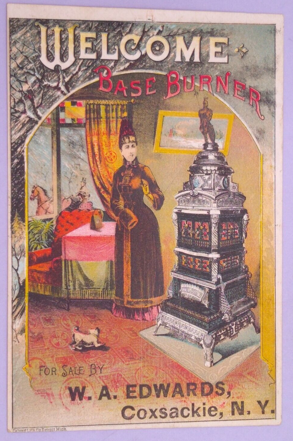 1880s Base Burner Edwards Coxsackie Syracuse NY Victorian Trade