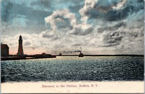 Postcard NY Buffalo - Entrance to the Harbor - sample product card Woehler's Art