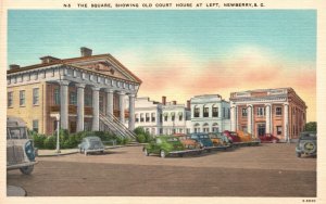 Vintage Postcard Square Showing Old Court House At Left Newberry South Carolina