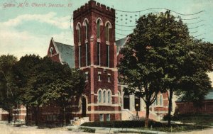 Vintage Postcard 1911 Grace United Methodist Church Parish Decatur Illinois ILL