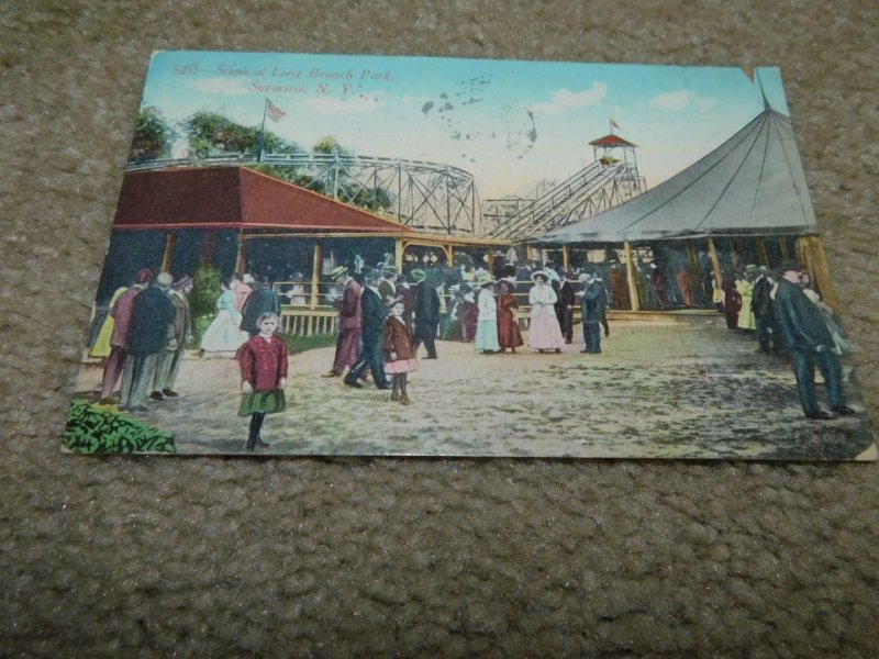 SCENE AT LONG BRANCH PARK, SYRACUSE, N.Y., 1910, USED VINTAGE CARD