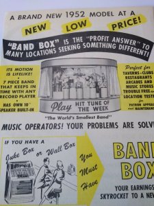 Chicago Coin Band Box Jukebox Flyer 1952 Original Animated Manikin Musicians NOS