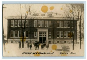 Circa 1900-08 RPPC Reading's New school House, Reading, Michigan Postcard P12 