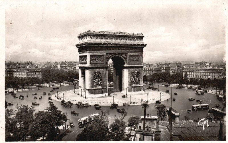 Et SES MERVEILLES France Place de l'Etoile Star Place Vintage Postcard c1930