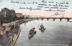 uk4265 victoria embankment and waterloo bridge boat  london  uk