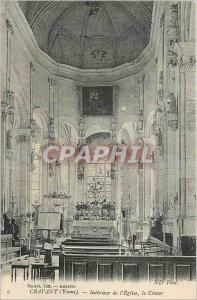 Postcard Old Cravant (Yonne) Interior of the Church Choir