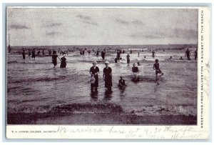 1906 Greetings From Galveston A Sunset On The Beach Galveston Texas TX Postcard