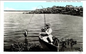 Cisco, TX Texas LAKE CISCO FISHING Fishermen~Boat~Homes EASTLAND COUNTY Postcard