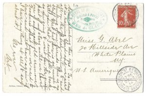 Menthon St. Bernard, France to White Plains, New York 1914 Postcard Mont Blanc