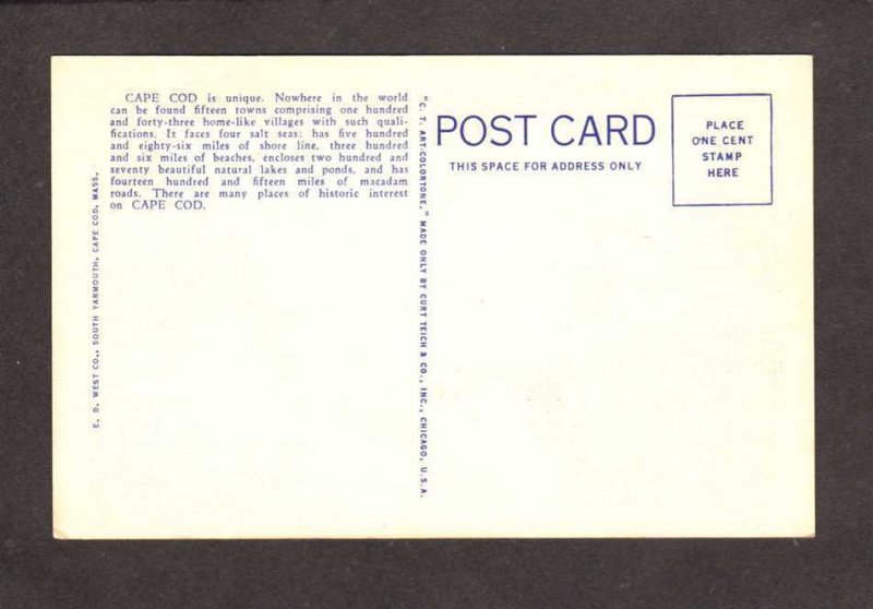 MA Cape Cod Poem Windmill Ethel B Caulfield Mass Massachusetts Postcard