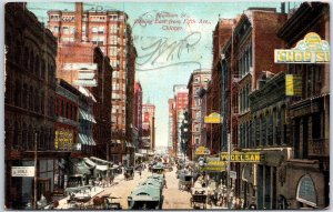 VINTAGE POSTCARD STREET SCENE MADISON LOOKING EAST FROM FIFTH AVE CHICAGO 1909