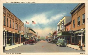 Idaho Falls Idaho ID Park Avenue Street Scene Linen Vintage Postcard
