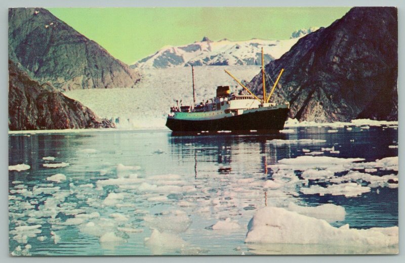 Alaska~Tracy Arm~SS Glacier Queen~SS Yukon Star~Vintage Postcard