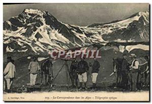 Old Postcard The correspondence in optical Telegraphie Alps