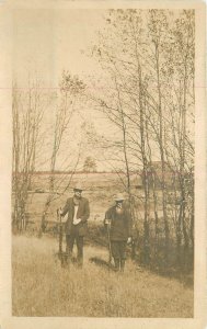 Postcard RPPC 1911 Hunters rifles Star lake Wisconsin Newlis 23-12907