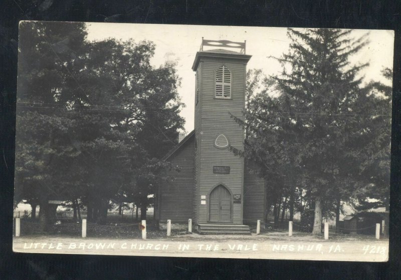 RPPC NASHUA IOWA LITTLE BROWN CHURCH IN THE VALE REAL PHOTO POSTCARD