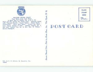 Unused 1950's HILLSIDE MOTOR COURT MOTEL Tampa Florida FL u3479@