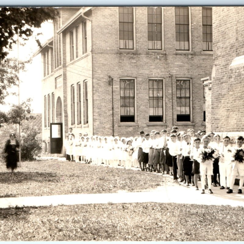 c1930s Catholic School Children RPPC Church Service Cute Kids Real Photo PC A134