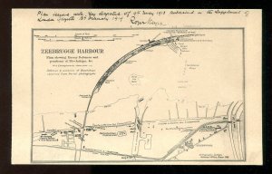 dc1002 - BELGIUM Zeebrugge 1920s Harbour WW1 Map of Enemy Defenses