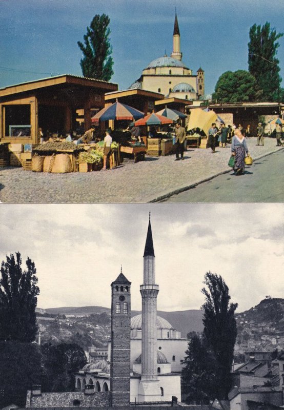 Sarajevo Turkish Market 1960s & 1950s Real Photo 2x Postcard