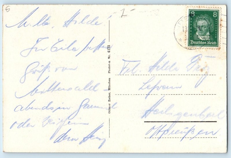 Bavaria Germany Postcard Mittenwald Street Section c1940's Vintage Posted