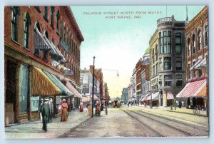 Fort Wayne Indiana IN Postcard Calhoun Street North Wayne Buildings 1910 Vintage