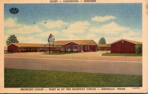 Texas Amarillo Broncho Lodge West 66 At The Highway Circle Curteich