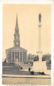 Mundelein Illinois~St Mary of the Lake Seminary~Statue/Monument in Front~1920s